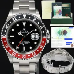 MINT 2007 PAPERS ROLEX GMT-MASTER II COKE RED BLACK STEEL 16710 40MM WATCH BOX