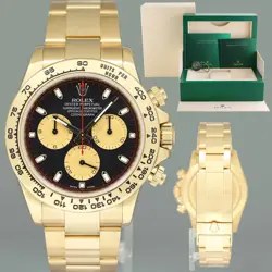 2021 MINT ROLEX DAYTONA 116508 BLACK PAUL NEWMAN YELLOW GOLD CHRONO 40MM WATCH