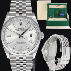 2022 NEW PAPERS ROLEX DATEJUST 36MM 126200 STEEL JUBILEE SILVER STICK WATCH BOX