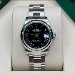 ROLEX DATEJUST 31 NEW 2025 BLACK ROMAN DIAL STAINLESS STEEL OYSTER BRACELET