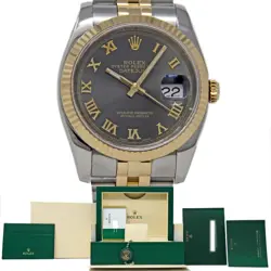 ROLEX 116233 DATEJUST 36MM JUBILEE RHODIUM ROMAN STEEL AND GOLD BOX&CARD #2290-6