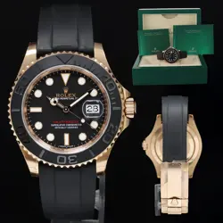 MINT 2017 ROLEX YACHT-MASTER 116655 EVEROSE GOLD 40MM BLACK OYSTERFLEX WATCH BOX