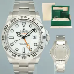 2018 MINT ROLEX EXPLORER II 42MM 216570 POLAR WHITE DIAL STEEL WATCH BOX
