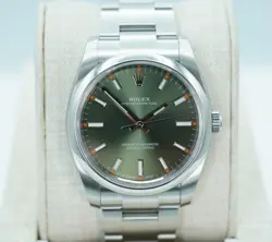 ROLEX 114200 OYSTER PERPETUAL 34MM OLIVE GREEN DIAL 2018 FULL SET