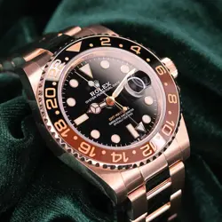 ROLEX GMT-MASTER II ROOT BEER BLACK CERAMIC ROSE GOLD FULL SET MINT 126715CHNR