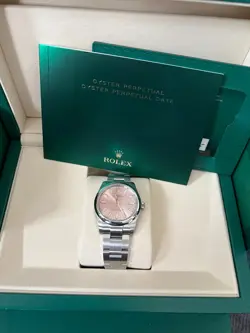 ROLEX 34MM STAINLESS STEEL AIR-KING OYSTER PERPETUAL 124200 PINK DIAL 2025