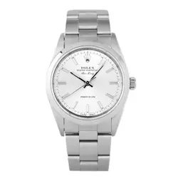 ROLEX AIR KING STAINLESS STEEL SILVER DIAL 34MM 14000 FULL SET