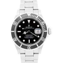 UNPOLISHED PAPERS ROLEX SUBMARINER DATE REHAUT BLACK RANDOM SERIAL 16610 BOX