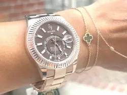 ROLEX 18K EVEROSE SKY DWELLER CHOCOLATE BROWN DIAL 42MM 336935 W BOX & PAPERS