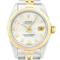 ROLEX LADIES DATEJUST 69173 18K GOLD & STEEL MOTHER OF PEARL DIAMOND DIAL WATCH