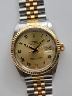 1987 ROLEX DATEJUST 16013 GOLD DIAL 18K & STEEL - COLLECTORS SET