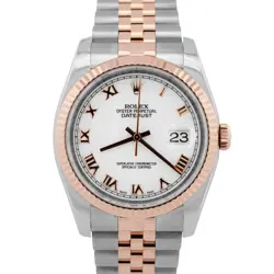 MINT ROLEX DATEJUST 36MM WHITE TWO-TONE 18K ROSE GOLD STEEL 116231 WATCH BOX