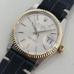 MENS ROLEX OYSTER PERPETUAL DATE 1500 35MM 14K SS 1970S AUTOMATIC VINTAGE RA448B