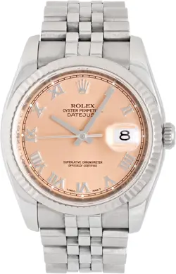 ROLEX DATEJUST IN STAINLESS STEEL WITH A SALMON DIAL