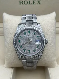 ROLEX DATEJUST ICED OUT 41MM ARABIC DIAL DIAMOND BRACELET (126300) BUST DOWN