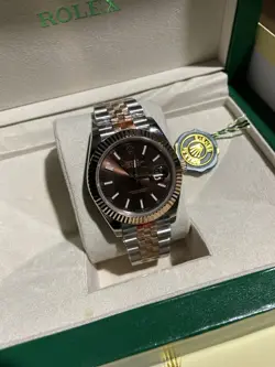 ROLEX 41 CHOCOLATE DIAL TWO TONE ROSE AND STAINLESS STEEL