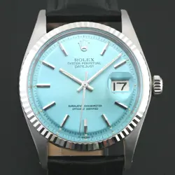 ROLEX 1601 DATEJUST AUTOMATIC CAL 1570 ICE BLUE DIAL MEN`S DATE DRESS WATCH