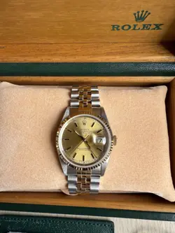 ROLEX DATEJUST 36MM 16233, FULL SET, BOX & PAPERS, CHAMPAGNE DIAL, GOLD & STEEL