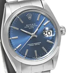 ROLEX OYSTER PERPETUAL DATE BLUE DIAL AUTOMATIC MEN'S WATCH 34MM VINTAGE - 1501