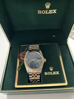 ROLEX DATEJUST 16013 BLUE 1987 BOX PAPERS GOLD JUBILEE