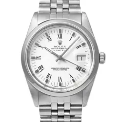 ROLEX OYSTER PERPETUAL DATE WHITE ROMAN DIAL AUTOMATIC MEN'S 34MM VINTAGE - 1500