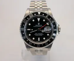 1993 ROLEX GMT-MASTER II AUTOMATIC WATCH 16700 40MM BLACK BEZEL SERVICE PAPERS!