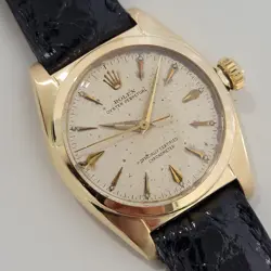 MENS ROLEX OYSTER PERPETUAL REF 6050 18K SOLID GOLD 32MM 1950S AUTOMATIC RA439