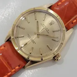 MENS ROLEX OYSTER PERPETUAL REF 1007 34MM 18K SOLID GOLD 1960S AUTOMATIC RA438