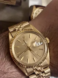 ROLEX CUSTOM 1503 34MM WITH FLUTED BEZEL 14K JUBILEE BRACELET BROWN DIAL - 1503