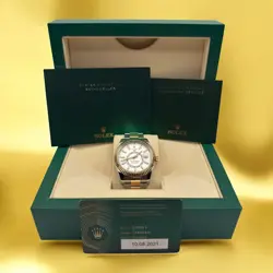 ROLEX SKY-DWELLER 326933 SS & 18K GOLD 42 MM WHITE DIAL