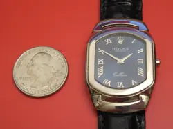 ROLEX SOLID 18K WHITE GOLD SHIELD CELLINI CELLISSIMA 6633 DRESS WATCH WITH PAPER