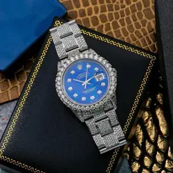 ROLEX DATEJUST 41 WATCH 126300 STEEL JUBILEE BRACELET ICED OUT BLUE DIAL
