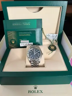 2024 ROLEX DATEJUST 126334 BLUE DIAL FLUTED JUBILEE FULL SET