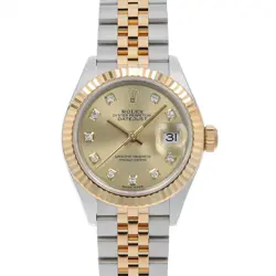 ROLEX DATEJUST 10P DIAMOND 279173G CHAMPAGNE GOLD 5 ROW JUBILEE BRACELET RAN...