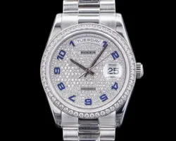 ROLEX OYSTER PERPETUAL DAY-DATE PRESIDENT 118346 PLATINUM PAVE DIAMOND