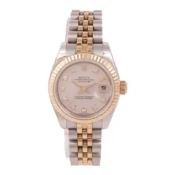 ROLEX DATEJUST 26MM AUTOMATIC WATCH 179171 18K PINK GOLD STAINLESS STEEL DIAMOND