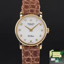 ROLEX 6110 26MM 2008 YELLOW GOLD WHITE MOP ARABIC DIAL FULLSET 1Y WARRANTY
