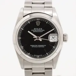 ROLEX DATEJUST 78240 SS AT BLACK DIAL 4 EXTRA LINKS