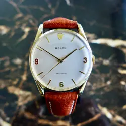 A STUNNING GENTS VINTAGE 1965 ROLEX PRECISION IN 9K SOLID GOLD