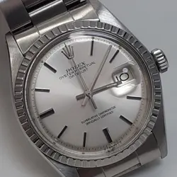 ROLEX DATEJUST 34 MM STEEL OYSTER AUTOMATIC SILVER WATCH 1603 CIRCA 1978
