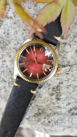 VINTAGE ROLEX DATEJUST 16013 RED 2-TONE DIAL MEN'S AUTOMATIC WATCH 1987