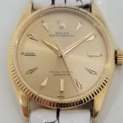 MENS ROLEX OYSTER PERPETUAL 6567 18K GOLD 34MM 1950S AUTOMATIC VINTAGE RJC193