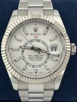 ROLEX SKY-DWELLER 326934 WHITE DIAL STAINLESS STEEL OYSTER BRACELET 42MM WATCH