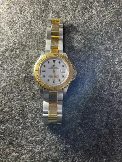 ROLEX YACHT MASTER AUTOMATIC WATCH 18K YELLOW GOLD STAINLESS STEEL WHITE
