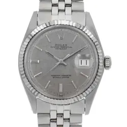 ROLEX DATEJUST 1601 GRAY MOSAIC LINEN BAR 28 NUMBER ANTIQUE MENS