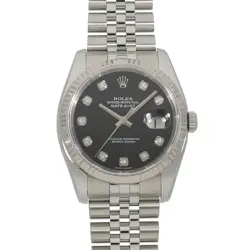 ROLEX DATEJUST 116234G BLACK 10P DIAMOND WATCH R45_0421