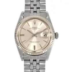 ROLEX 1601 DATEJUST 7 DIGITS 19 WATCH AUTOMATIC SILVER DIAL SS WG R45_0421
