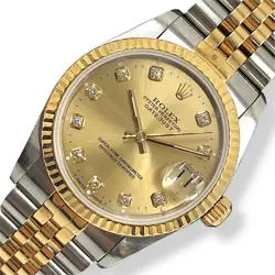 ROLEX DATEJUST BOYS 68273G CHAMPAGNE K18YG/SS/10P DIAMOND WATCH R45_0421