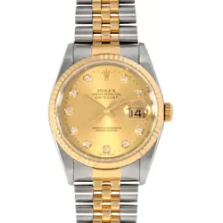 ROLEX 16233G DATEJUST Y NUMBER WATCH AUTOMATIC CHAMPAGNE DIAL 10P DIAMOND INDEX