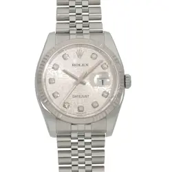 ROLEX DATEJUST 116234G SILVER COMPUTER 10P DIAMOND WATCH R45_0421